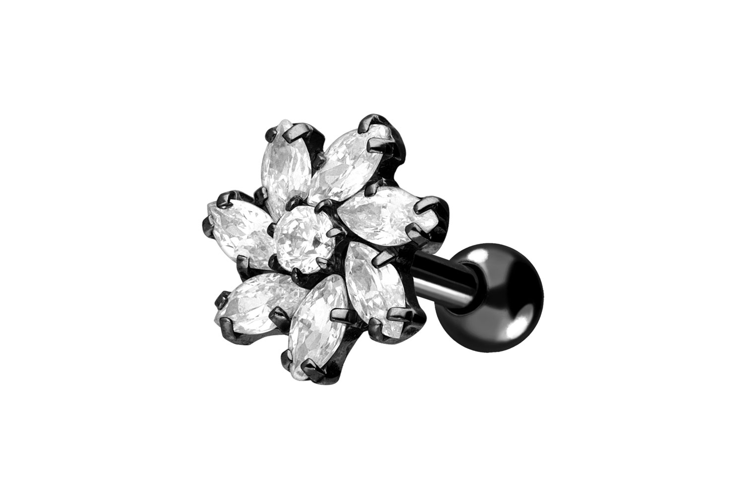 Titan Ohrpiercing KRISTALLBLUME